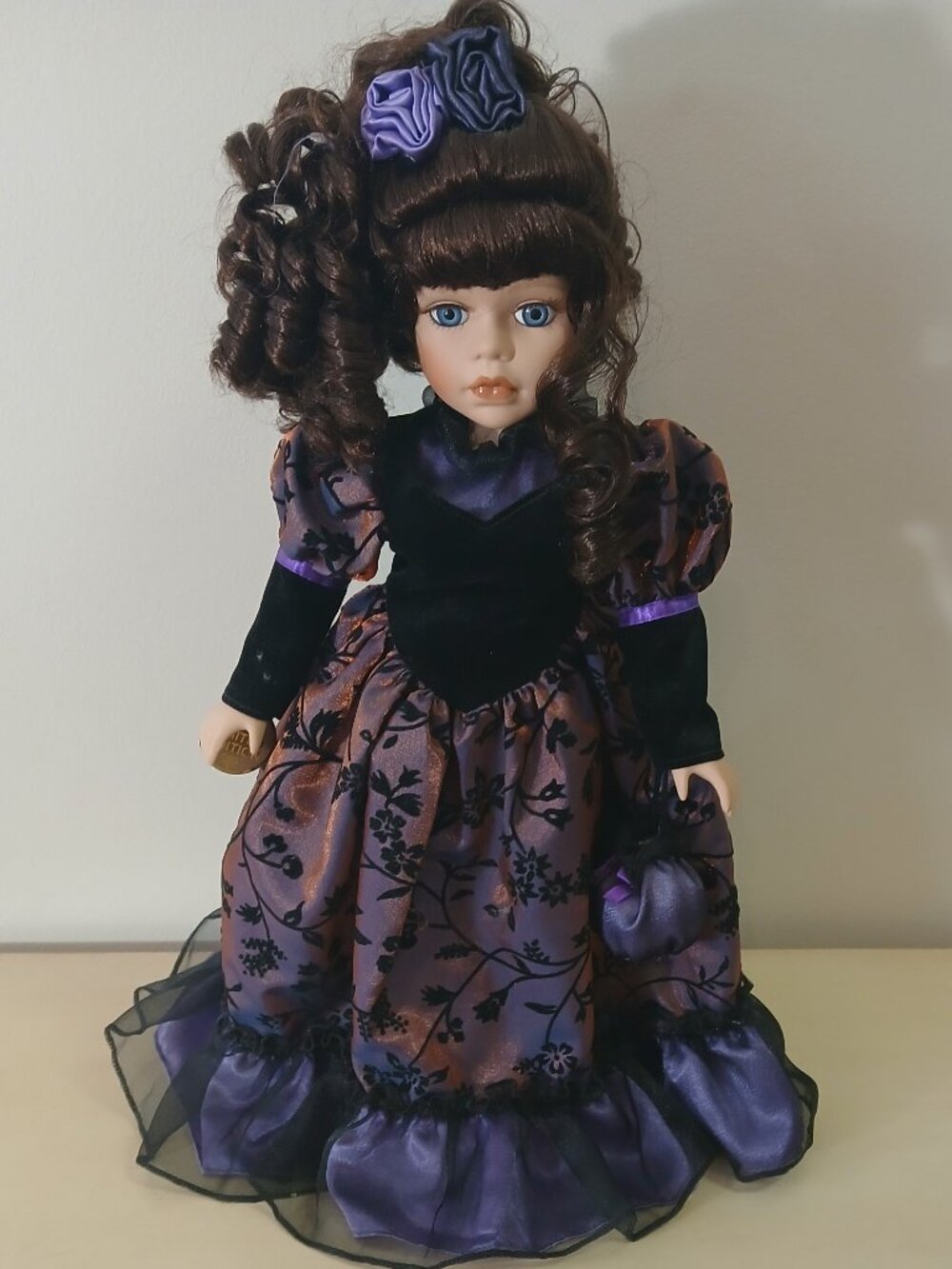 Vintage victorian porcelain doll with stand - limited edition.